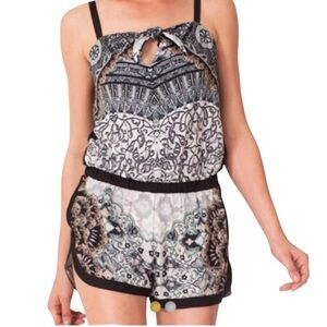 Hale Bob Stylish Black and White Patterned Romper NWT